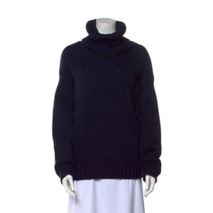 MONSE | Dark Blue Merino Wool Oversized Turtleneck Sweater in Size XS
